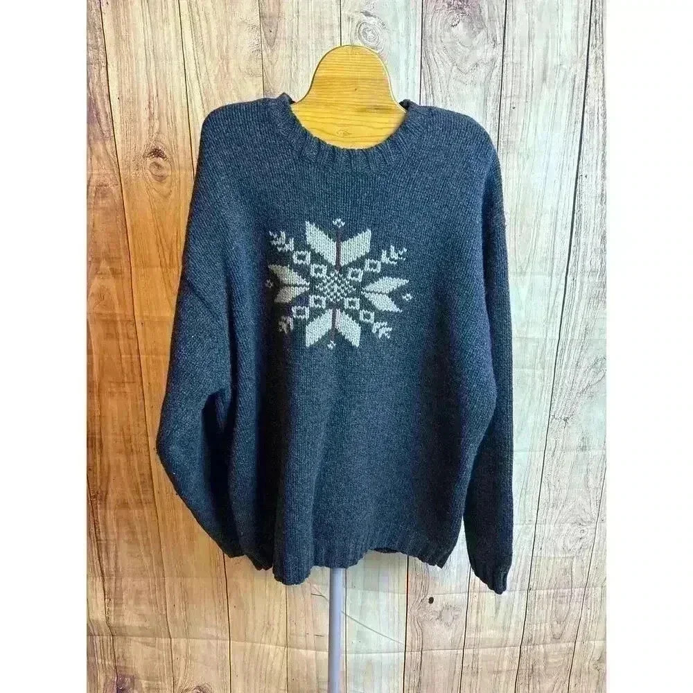 Vintage Abercrombie & Fitch Snowflake Woolblend Men's Sweater Gray Size XL